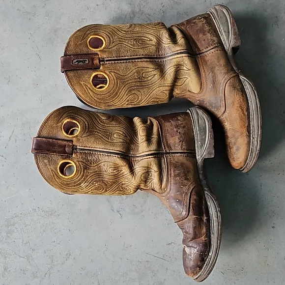 Durango Rebel 12&quot; western slip on work boots brown leather 9D
