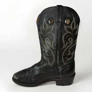 Durango Western Boots Men’s 10 D Black Leather Cowboy White Contrast Stitch