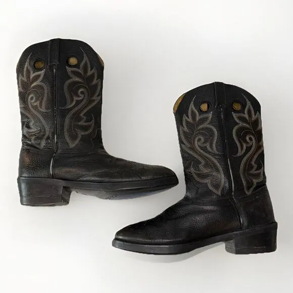 Durango Western Boots Men’s 10 D Black Leather Cowboy White Contrast Stitch