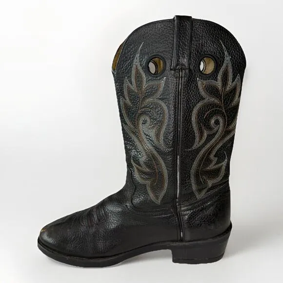 Durango Western Boots Men’s 10 D Black Leather Cowboy White Contrast Stitch
