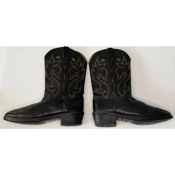 Durango Western Boots Men’s 10 D Black Leather Cowboy White Contrast Stitch