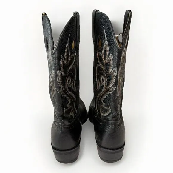 Durango Western Boots Men’s 10 D Black Leather Cowboy White Contrast Stitch