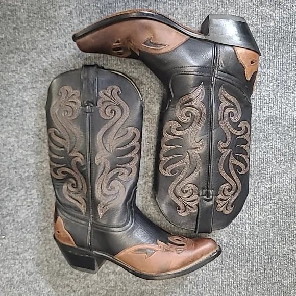 Durango Women's Size 7M Leather Western Cowboy Boots RD5304 Black Brown