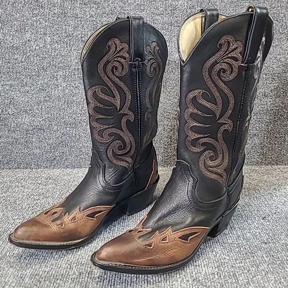Durango Women's Size 7M Leather Western Cowboy Boots RD5304 Black Brown