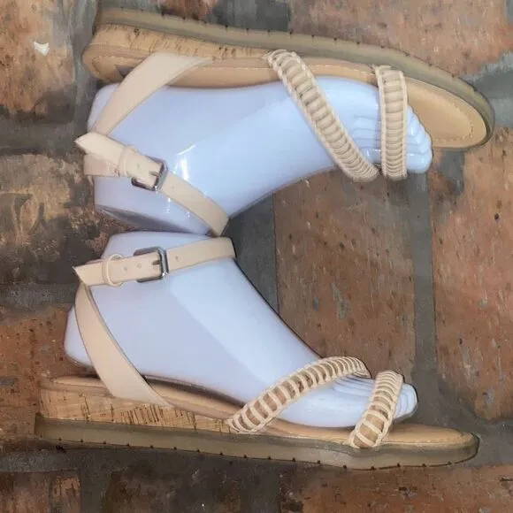 DV Dolce Vita Fulton flat wedge sandals size 8 tan leather
