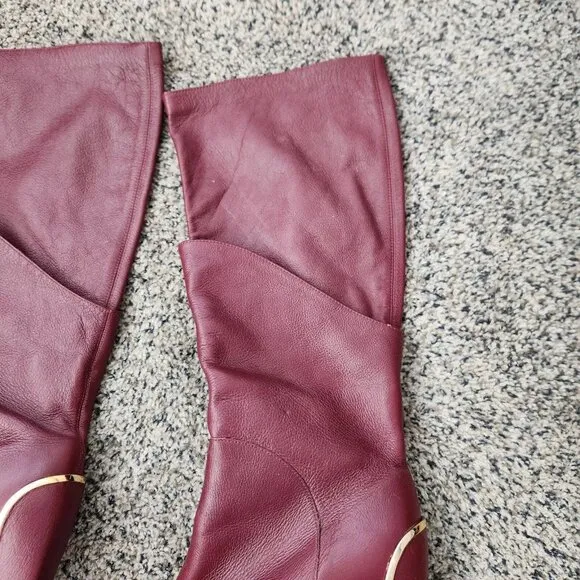 DVF Diane Von Furstenberg Grace tall boots 11W deep cherry leather grainy