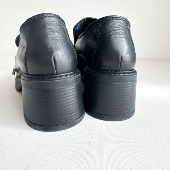 E8 by Miista Black Leather Square Toe Loafers 41