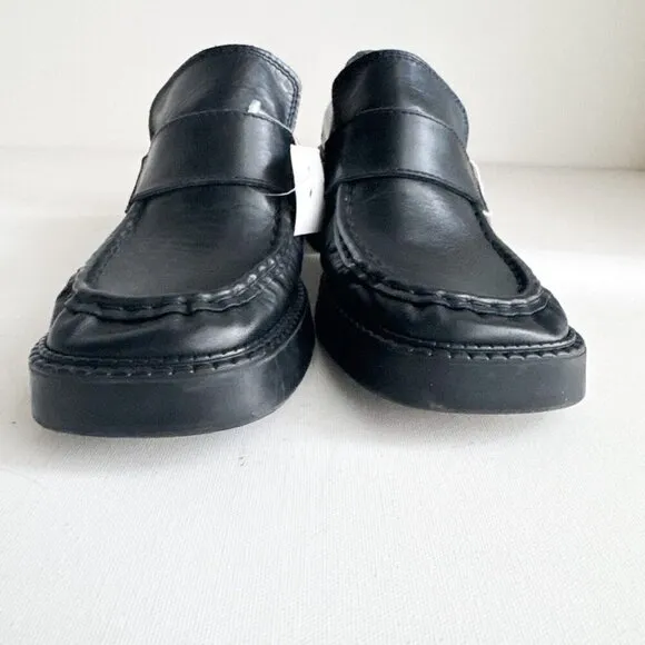 E8 by Miista Black Leather Square Toe Loafers 41