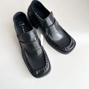 E8 by Miista Black Leather Square Toe Loafers 41