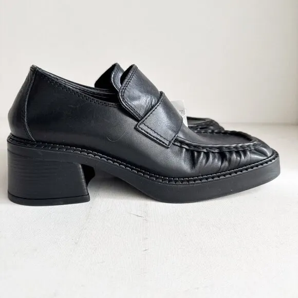 E8 by Miista Black Leather Square Toe Loafers 41