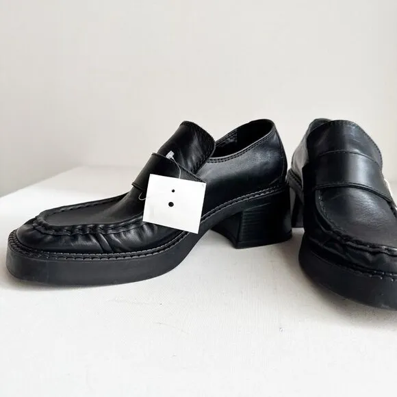 E8 by Miista Black Leather Square Toe Loafers 41