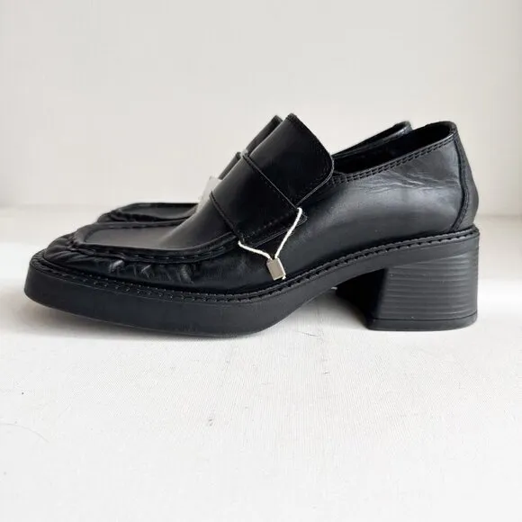 E8 by Miista Black Leather Square Toe Loafers 41