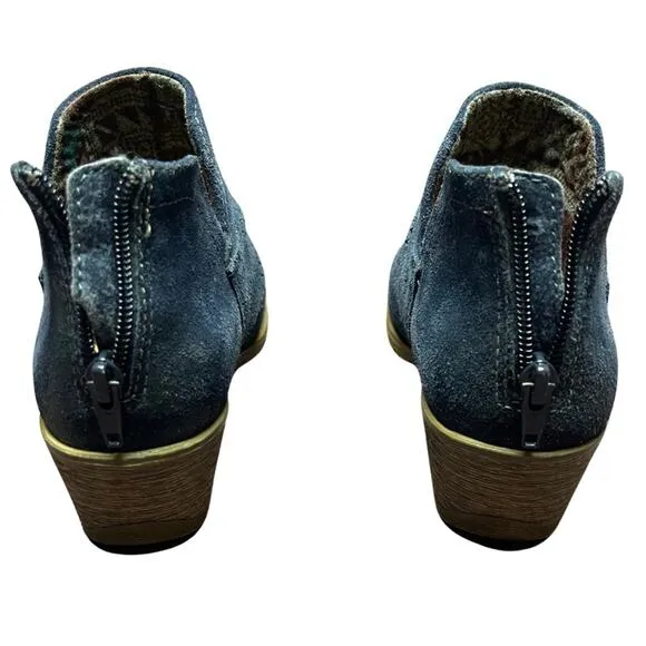 Earth Origins blue suede Amanda booties ankle boots comfortable casual size 6W