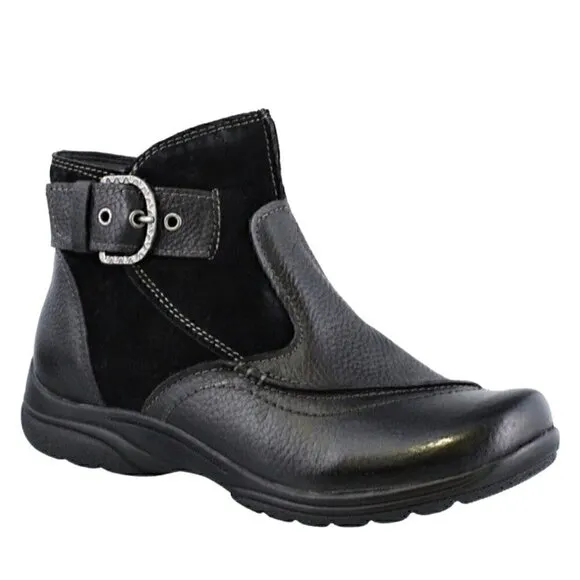 Earth Origins Dayton Black Leather Slip On Ankle &amp; Booties Boots …