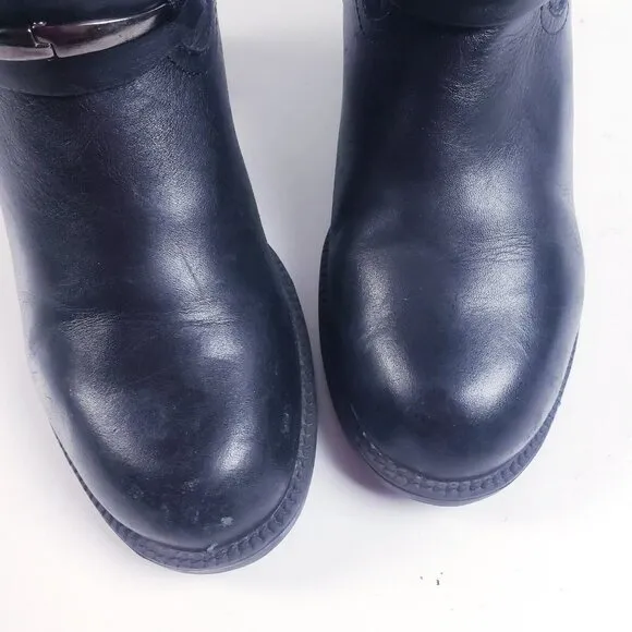 Earth Spirit Women's 6.5 Black Leather Knee High Riding Boot Harness Horse Bit