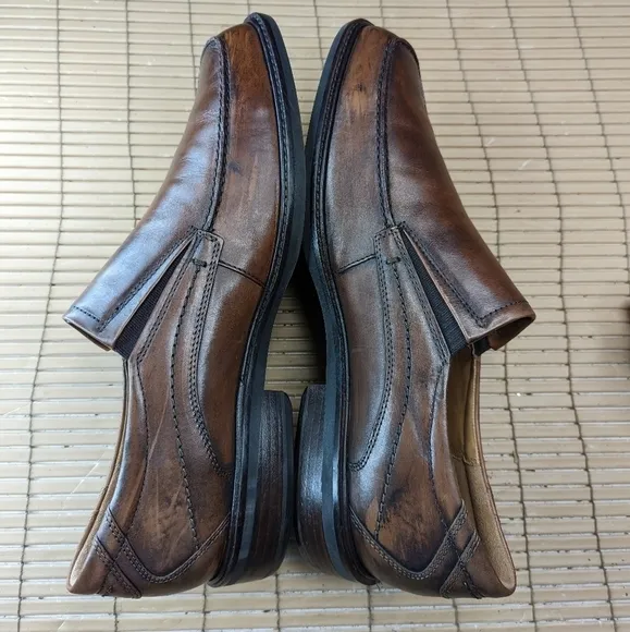 ECCO Brown Leather Slip On Loafers Mens 12E  EU 45 Casual Shoes Comfort