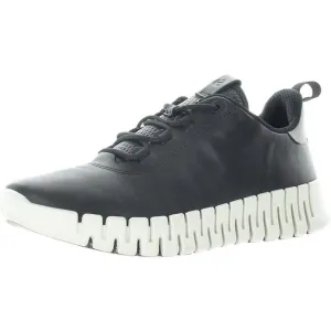 ECCO Mens Black Lace-Up Leather Casual And Fashion Sneakers New
