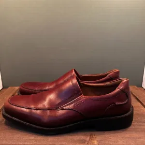 Ecco Mens Brown Genuine Leather Slip On Casual Walking Loafers Mocs Size 45