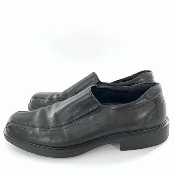 Ecco mens loafers size 45 11.5 black leather slip on comfort walking orthopedic