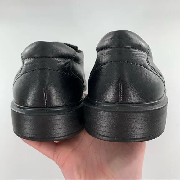 Ecco mens loafers size 45 11.5 black leather slip on comfort walking orthopedic