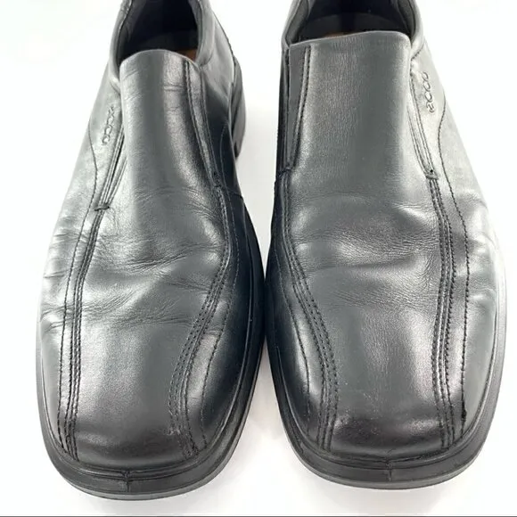 Ecco mens loafers size 45 11.5 black leather slip on comfort walking orthopedic
