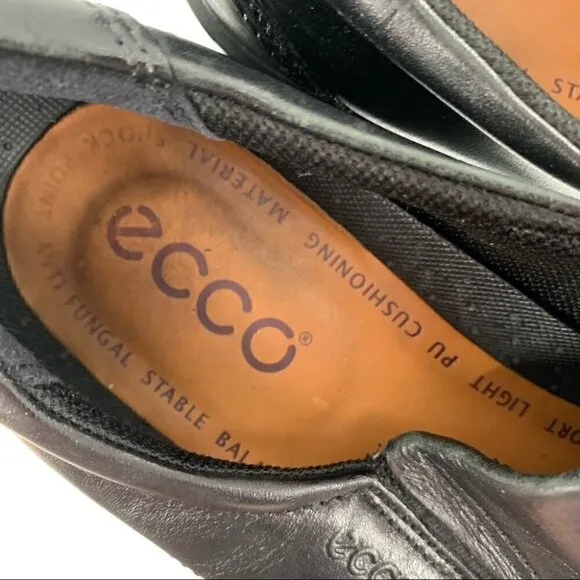 Ecco mens loafers size 45 11.5 black leather slip on comfort walking orthopedic