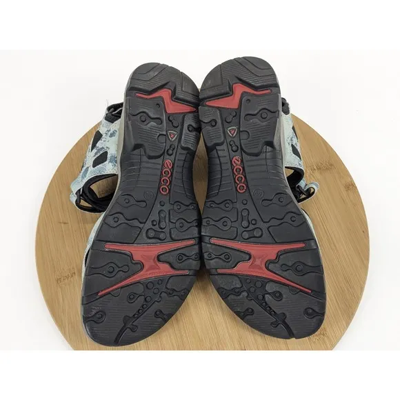 Ecco Sandals Yucatan Offroad Size 9.5 Blue Leather Hike Flat Adjustable EU 40