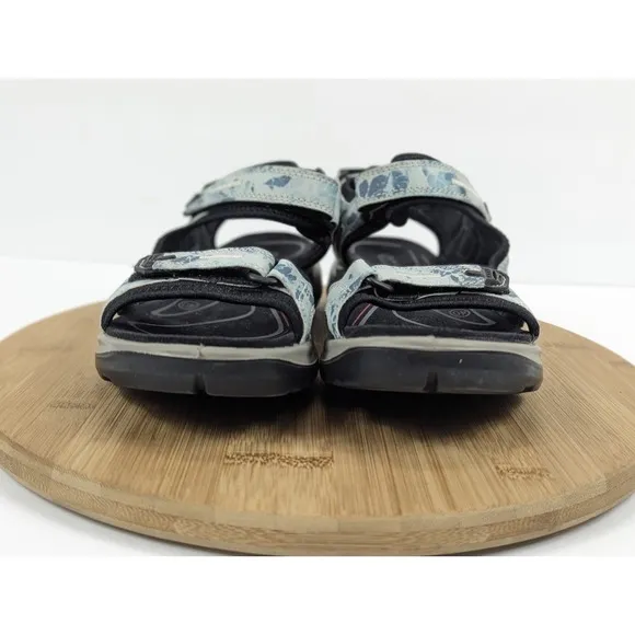 Ecco Sandals Yucatan Offroad Size 9.5 Blue Leather Hike Flat Adjustable EU 40