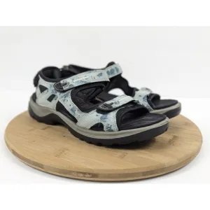 Ecco Sandals Yucatan Offroad Size 9.5 Blue Leather Hike Flat Adjustable EU 40