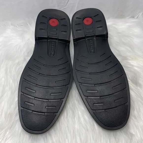 Ecco Smooth Black Leather City Slip-On Loafers Sz 12