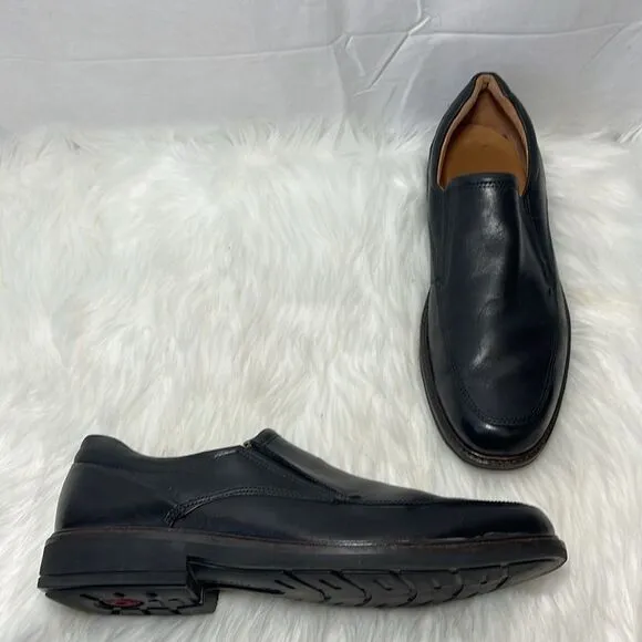 Ecco Smooth Black Leather City Slip-On Loafers Sz 12