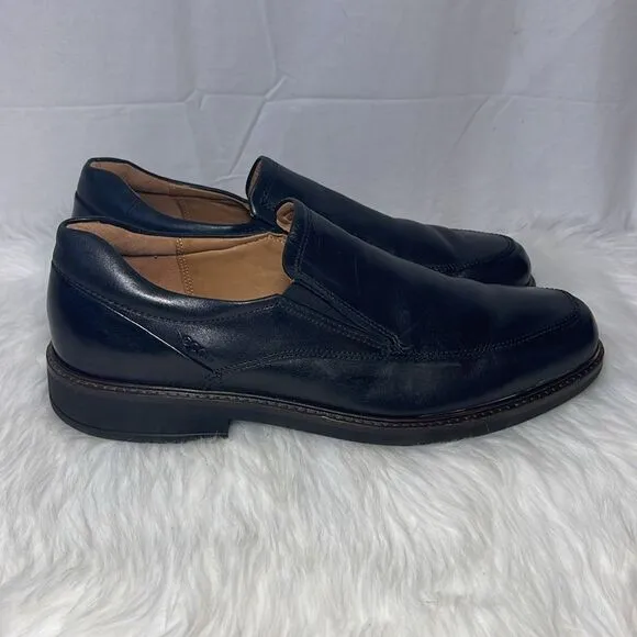 Ecco Smooth Black Leather City Slip-On Loafers Sz 12