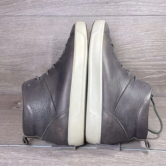 Ecco Soft 8 Hi Top Gray Leather Women’s Size 7/EU 38 Lace Up Fashion Sneakers