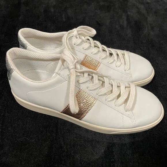 Ecco Street Lite Sneakers Retro Metallic Bronze Silver White Leather 41
