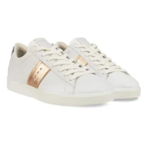 Ecco Street Lite Sneakers Retro Metallic Bronze Silver White Leather 41