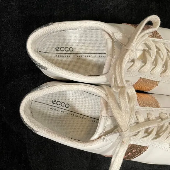 Ecco Street Lite Sneakers Retro Metallic Bronze Silver White Leather 41