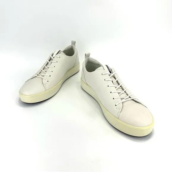 ECCO WHITE LEATHER LACE-UP CASUAL FASHION DANISH DESIGN UNISEX SNEAKERS