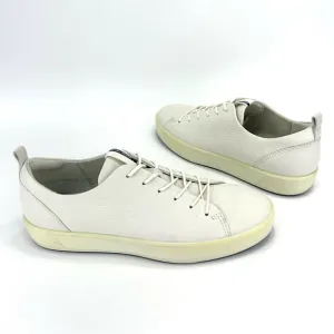 ECCO WHITE LEATHER LACE-UP CASUAL FASHION DANISH DESIGN UNISEX SNEAKERS