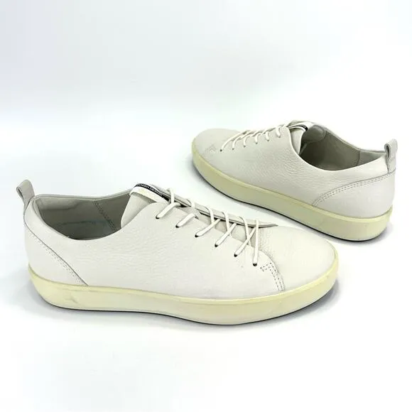 ECCO WHITE LEATHER LACE-UP CASUAL FASHION DANISH DESIGN UNISEX SNEAKERS