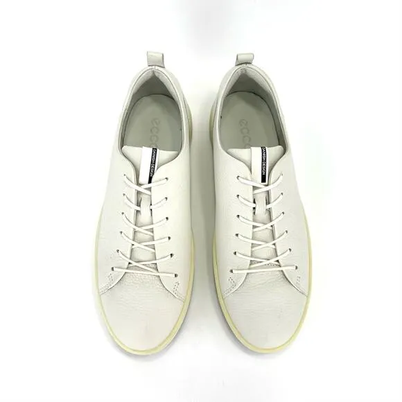 ECCO WHITE LEATHER LACE-UP CASUAL FASHION DANISH DESIGN UNISEX SNEAKERS
