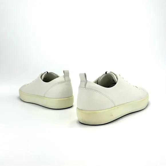 ECCO WHITE LEATHER LACE-UP CASUAL FASHION DANISH DESIGN UNISEX SNEAKERS