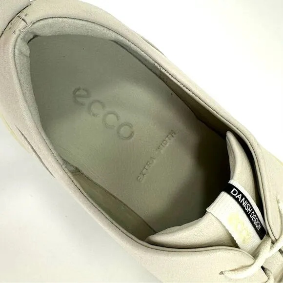 ECCO WHITE LEATHER LACE-UP CASUAL FASHION DANISH DESIGN UNISEX SNEAKERS