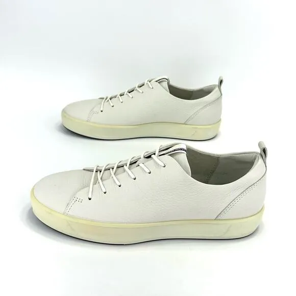 ECCO WHITE LEATHER LACE-UP CASUAL FASHION DANISH DESIGN UNISEX SNEAKERS