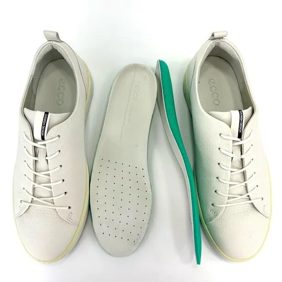 ECCO WHITE LEATHER LACE-UP CASUAL FASHION DANISH DESIGN UNISEX SNEAKERS