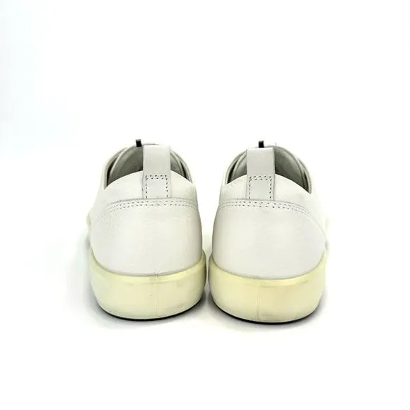 ECCO WHITE LEATHER LACE-UP CASUAL FASHION DANISH DESIGN UNISEX SNEAKERS