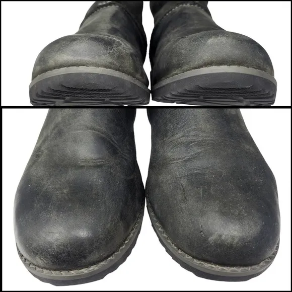 Eddie Bauer Boots Womens 9 Knee High Riding Black Gray Knit Zip Pull On Fabric