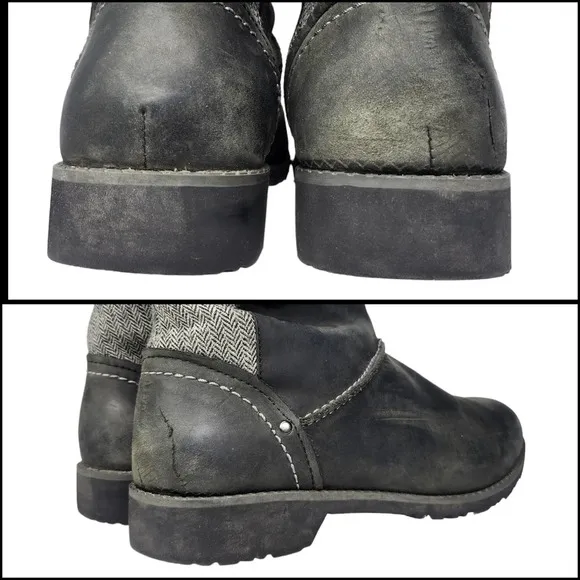 Eddie Bauer Boots Womens 9 Knee High Riding Black Gray Knit Zip Pull On Fabric