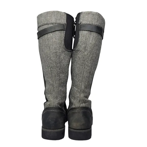 Eddie Bauer Boots Womens 9 Knee High Riding Black Gray Knit Zip Pull On Fabric