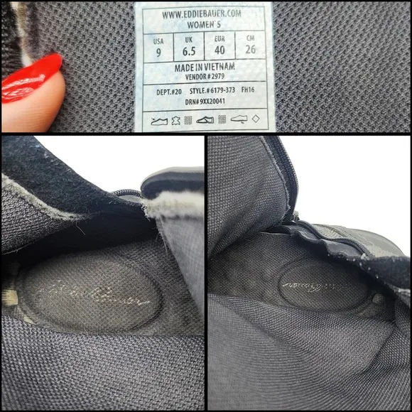 Eddie Bauer Boots Womens 9 Knee High Riding Black Gray Knit Zip Pull On Fabric