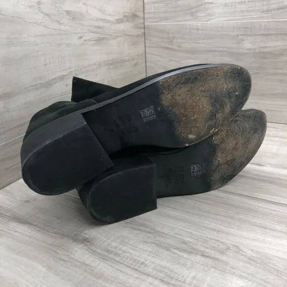 Eileen Fisher Ankle Boots Womens 9 Leaf Black Nubuck Leather Slip On Booties